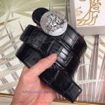 AAA Copy Versace Black Leather Belt With 316L Steel Medusa Buckle